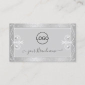 Carte De Visite Bijoux en mosaïque gris-gris orné avec logo (Devant)