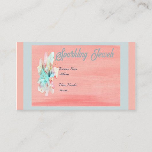 Carte de visite bijoux en Peach & Turquoise (Devant)