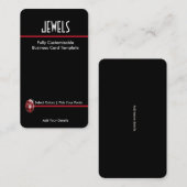 Carte De Visite Bijoux en strass simple - Logo en strass Ruby (Devant / Derrière)