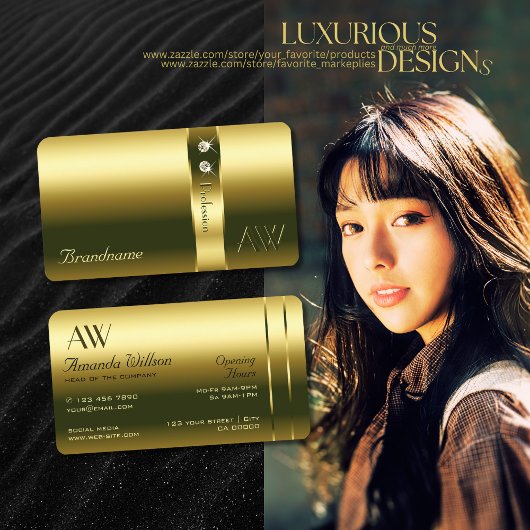 Carte De Visite Bijoux et monogrammes brillants en or de luxe