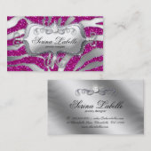 Carte De Visite Bijoux étincelante Zebra Argent rose  (Devant / Derrière)