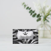 Carte De Visite Bijoux étincelante Zebra Couronne Noir (Debout devant)
