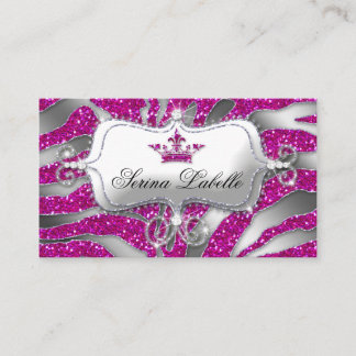 Carte De Visite Bijoux étincelante Zebra Crown Hot Pink 232