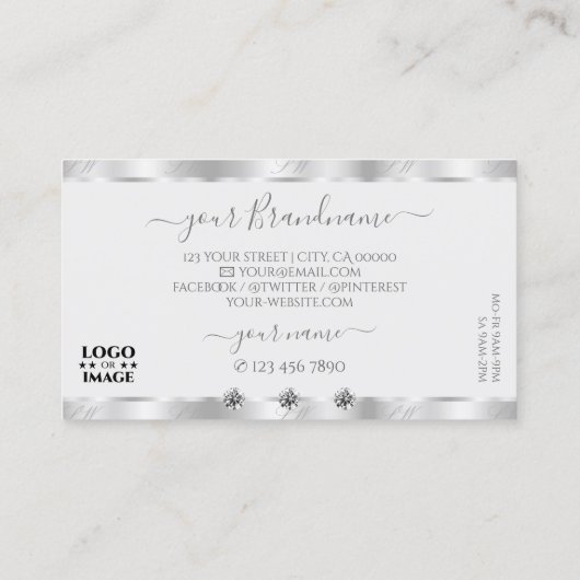Carte De Visite Bijoux étincelants en argent chatoyant avec logo l (Dos)