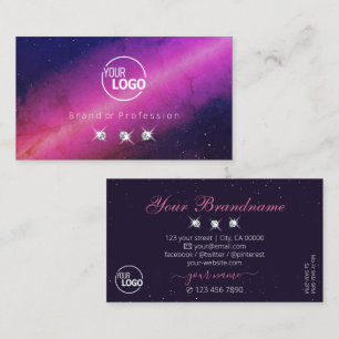 Carte De Visite Bijoux étincelants rose foncé Universe avec logo