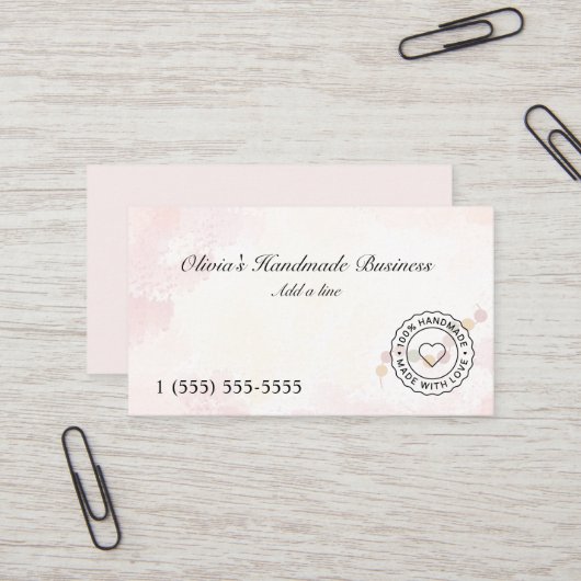 Carte De Visite Bijoux Faits Main avec Amour (Devant/Arrière en situation)