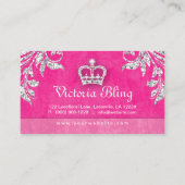 Carte De Visite Bijoux Feuille rayures Couronne rose (Dos)