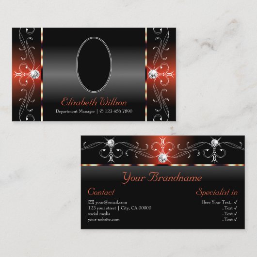 Carte De Visite Bijoux glacé Brown noir glacé avec photo (Devant / Derrière)