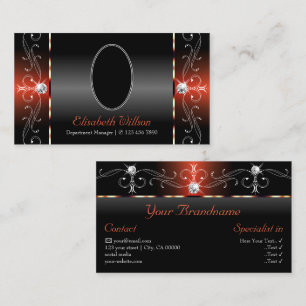 Carte De Visite Bijoux glacé d'orange noire avec photo