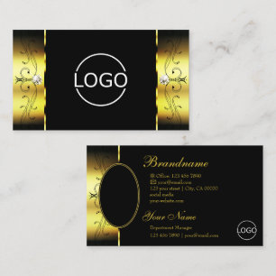Carte De Visite Bijoux glacés Noir Or glacé Logo & Photo