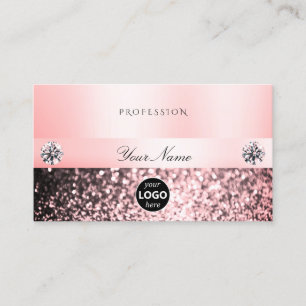 Carte De Visite Bijoux luxueux Parties scintillant rose et Logo Pa