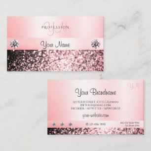 Carte De Visite Bijoux luxueux Parties scintillant rose Monogramme