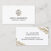 Carte De Visite Bijoux modernes de diamant d'or de concepteur de (Devant / Derrière)