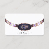 Carte De Visite Bijoux Monogramme Élégants Blancs Violets et Or Ro (Devant)