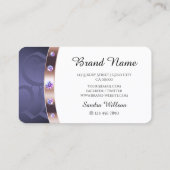 Carte De Visite Bijoux Monogramme Élégants Blancs Violets et Or Ro (Dos)