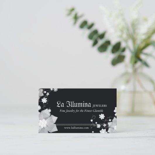 Carte De Visite Bijoux noir blanc | Bijouterie (Debout devant)