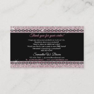 Carte De Visite Bijoux Paillettes Roses Diamants Merci Pour Votre