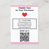 Carte De Visite Bijoux Rose Blanc Code QR Logo Boucles d'oreilles (Dos)
