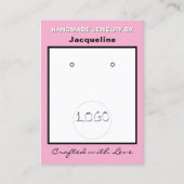 Carte De Visite Bijoux Rose Blanc Code QR Logo Boucles d'oreilles (Devant)