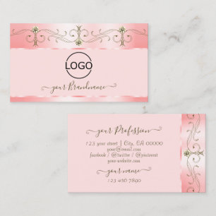 Carte De Visite Bijoux Rose rose orné de luxe avec logo