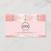 Carte De Visite Bijoux Rose rose orné de luxe avec logo (Devant)