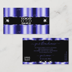 Carte De Visite Bijoux Shimmery Royal Blue Black Sparkle avec logo