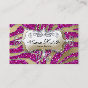 Carte de visite bijoux Sparkle Zebra Gold Hot Pink