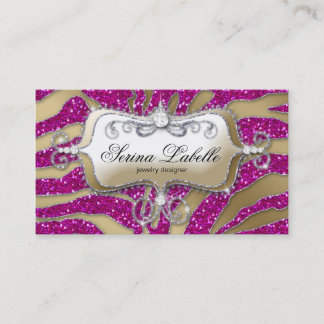 Carte de visite bijoux Sparkle Zebra Gold Hot Pink
