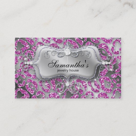 Carte de visite bijoux Sparkle Zebra Pink Silver (Devant)