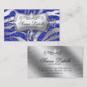 Carte de visite bijoux Sparkle Zebra Silver Blue H (Devant / Derrière)