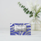 Carte de visite bijoux Sparkle Zebra Silver Blue H (Debout devant)