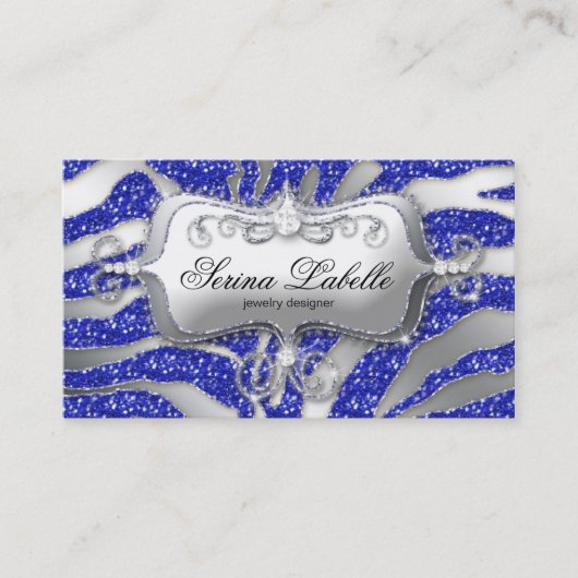 Carte de visite bijoux Sparkle Zebra Silver Blue H (Devant)