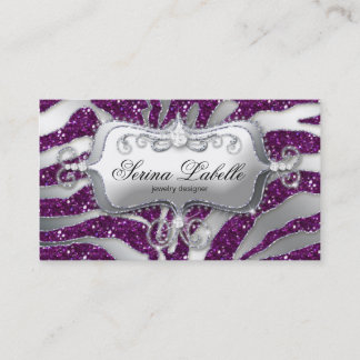 Carte de visite bijoux Sparkle Zebra Silver Purple