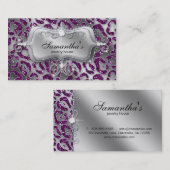 Carte de visite bijoux Sparkle Zebra Silver Purple (Devant / Derrière)