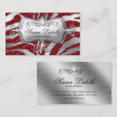 Carte de visite bijoux Sparkle Zebra Silver Red H (Devant / Derrière)