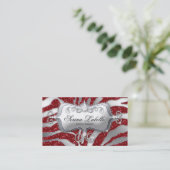 Carte de visite bijoux Sparkle Zebra Silver Red H (Debout devant)