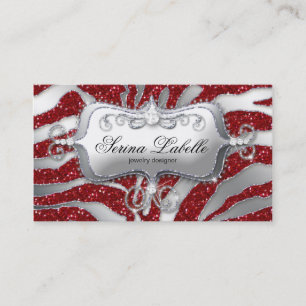 Carte de visite bijoux Sparkle Zebra Silver Red H