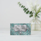 Carte de visite bijoux Sparkle Zebra Turquoise 2 a (Debout devant)