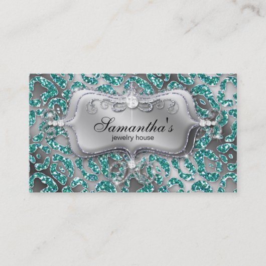 Carte de visite bijoux Sparkle Zebra Turquoise 2 a (Devant)