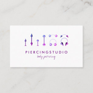 Carte De Visite Bijoux Studio Tatouage Purple Pink Corps Piercing