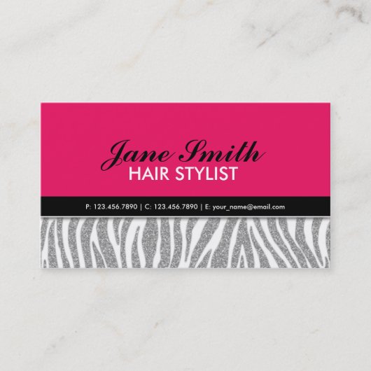 Carte De Visite Bijoux Zebra Imprimer Diamond Sparkle (Devant)
