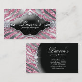Carte De Visite Bijoux Zebra Sparkle Pink Luxe SB (Devant / Derrière)