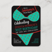 Carte De Visite Bikini Design, Pool Party Anniversaire Billets de (Devant)