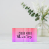 Carte De Visite Bikram Yoga classique rose rayé enseignant (Debout devant)