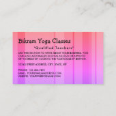 Carte De Visite Bikram Yoga classique rose rayé enseignant (Dos)