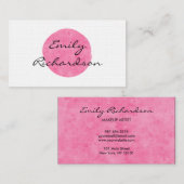 Carte De Visite Bilatéral moderne rose de couleur d'eau (Devant / Derrière)