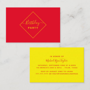 Carte De Visite Billet Anniversaire Jaune & Diamant Rouge
