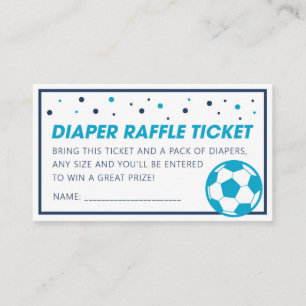 Carte De Visite Billet Baby shower de soccer bleu clair