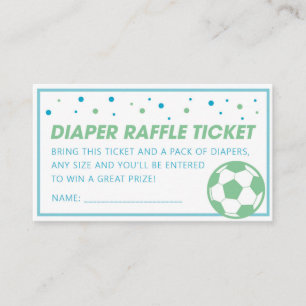 Carte De Visite Billet Baby shower de soccer vert