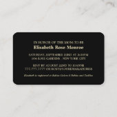 Carte De Visite Billet Baby shower noir Jet Gold Foil (Dos)